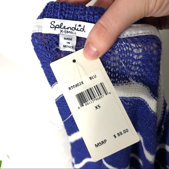 Splendid Blue Striped Sweatshirt NWT XS Women’s - Picture 5 of 8